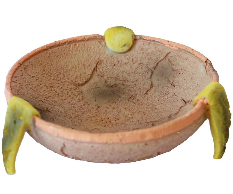 Food/Water Dish for Reptiles, Amphibians and Other Little Critters Water/Food Bowl, Made from Premium Resin (Orange-Brown Bowl) - Image 3